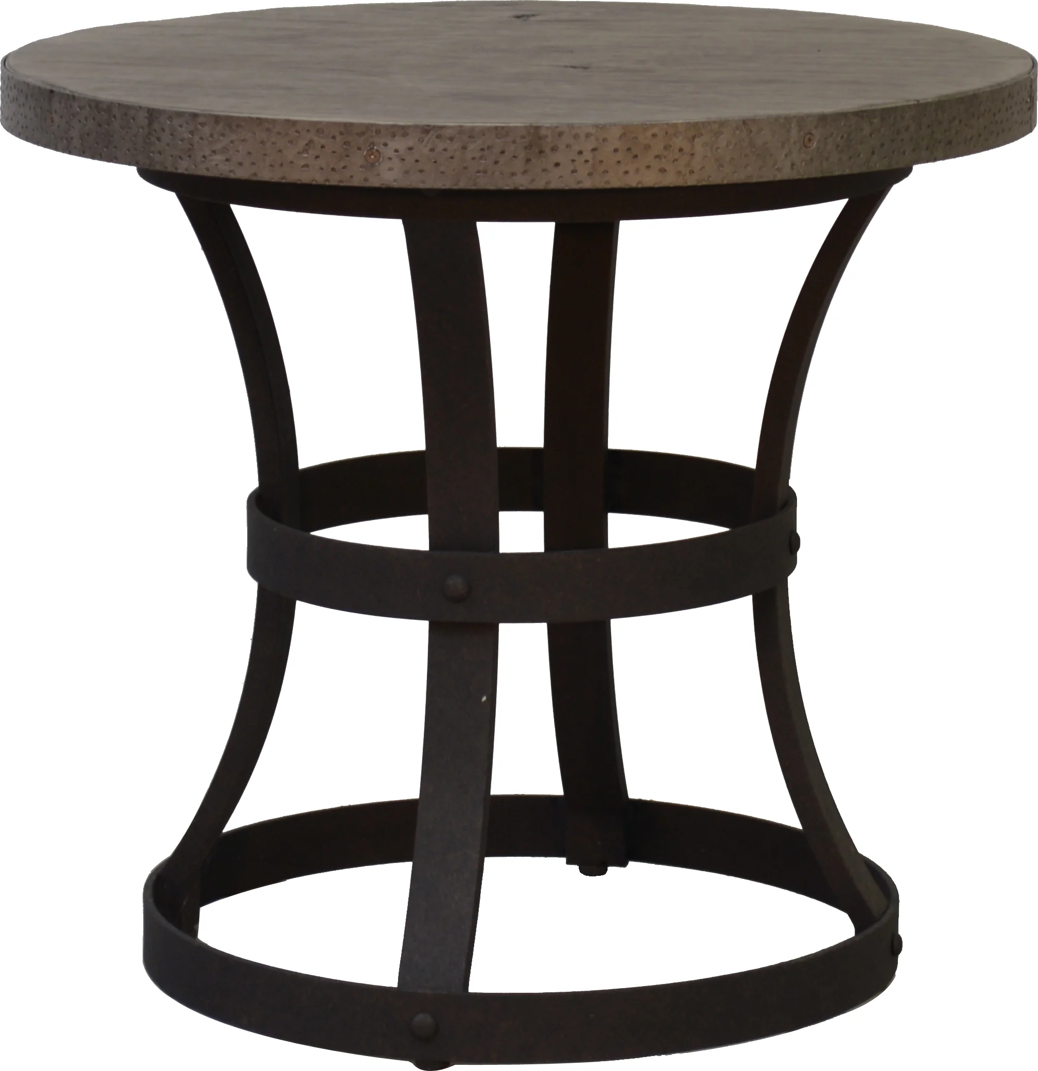 PL-24R 24" Round End Table Base 18" dia x 21" Top - EA-24R Erie 23" Round Faux Wood Top Reclaimed Barnwood