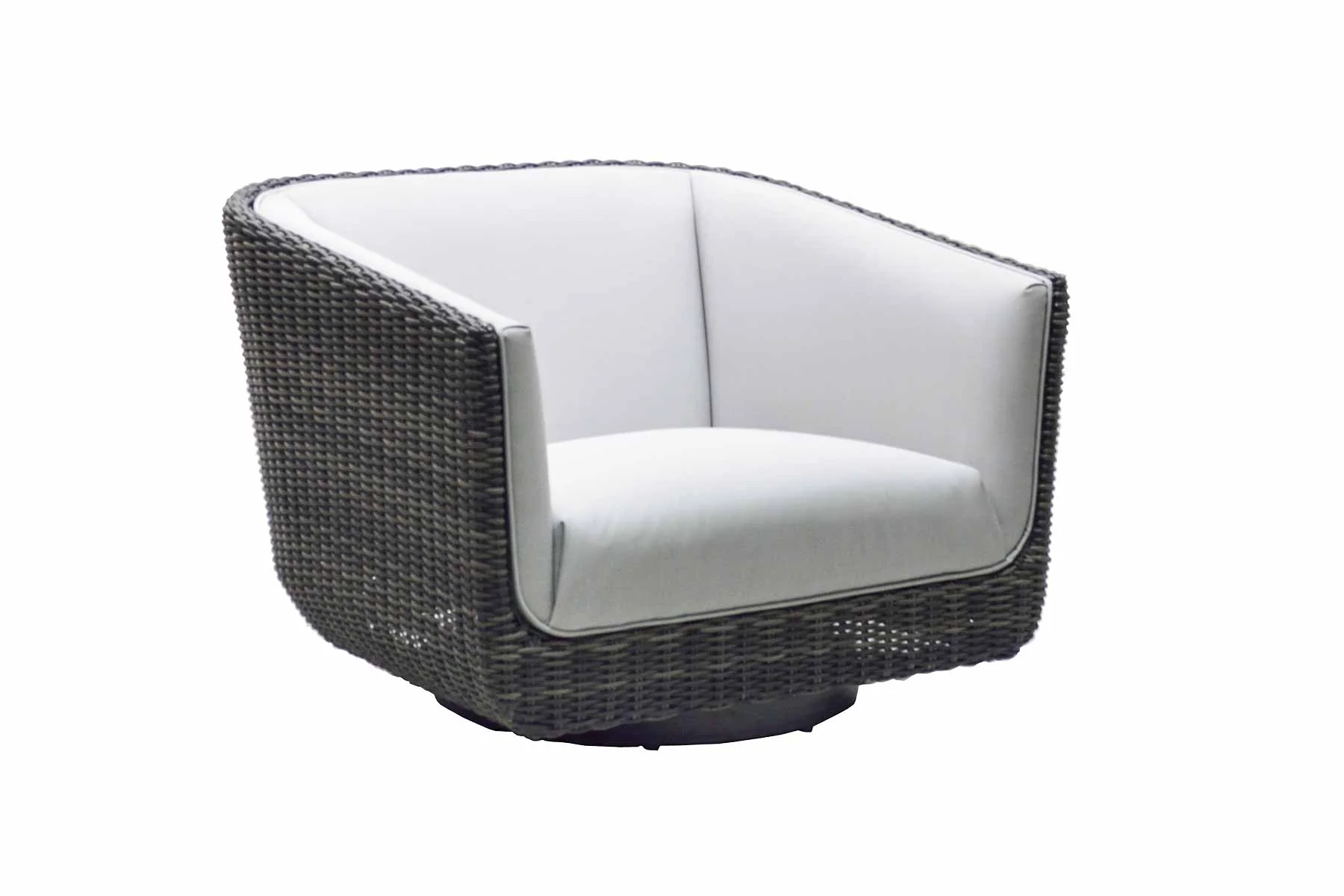974228 Tribeca Woven Upholstered Swivel Lounger Chair 34" x 32" x 26"