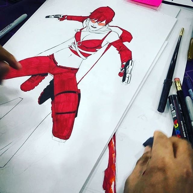 Another #sketch from #nycc #lines #commission #redhair #comics #red #color #colored #nycc19 #JOHNTIMMS #theartofjohntimms #johntimmsart