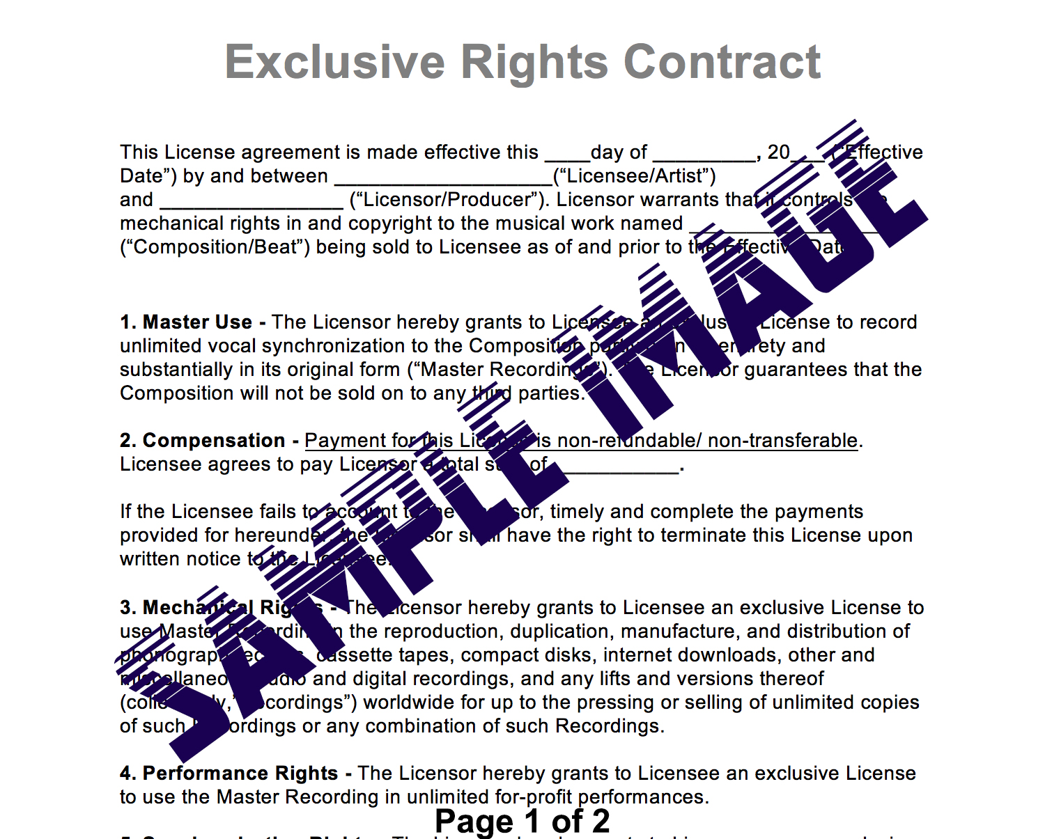 Exclusive Rights Contract for Beats 