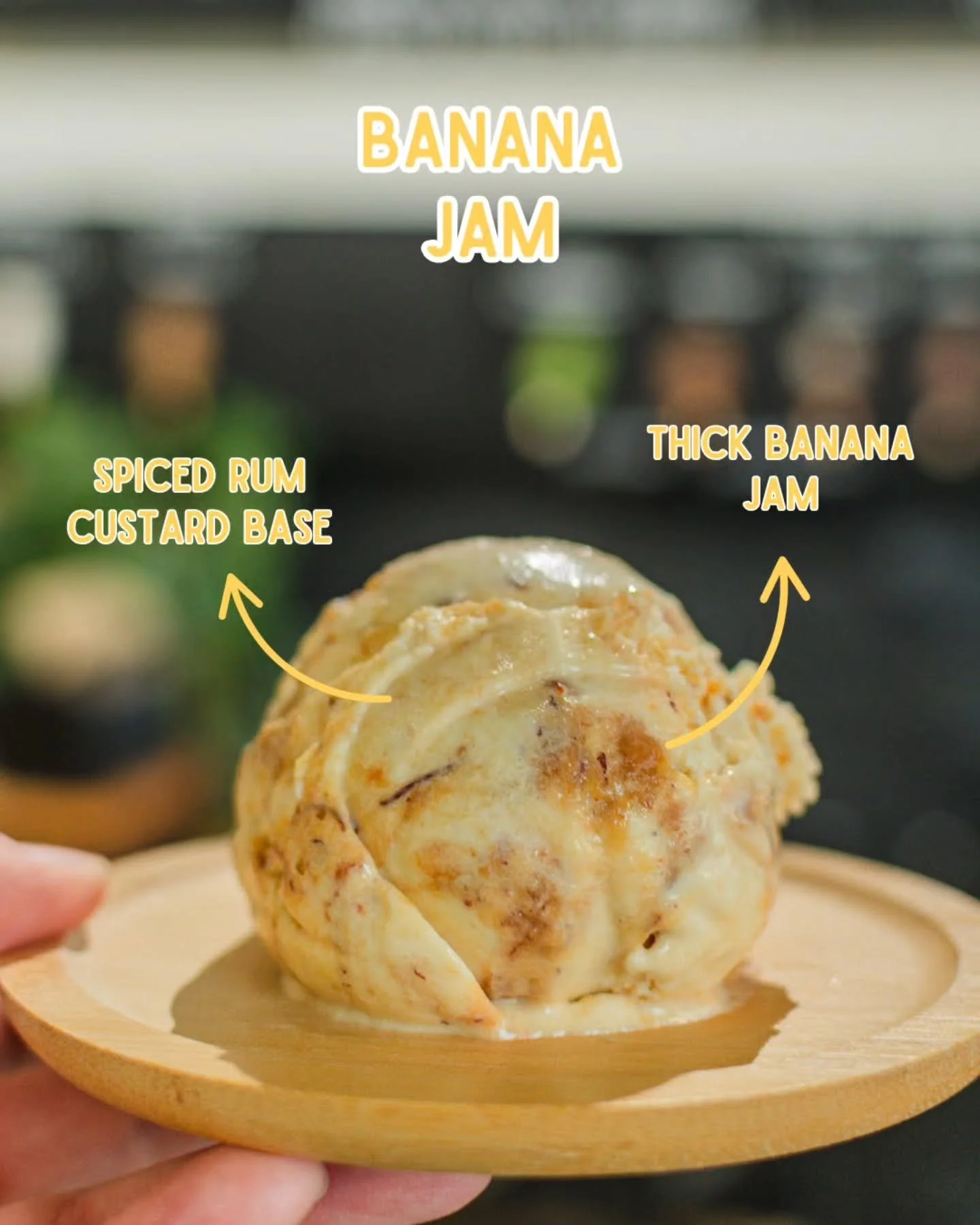 Our next new seasonal flavour is 🍌Banana Jam 🍌

This is our new favourite and we think it could be yours too! A spiced rum custard base with a thick banana jam (contains egg).