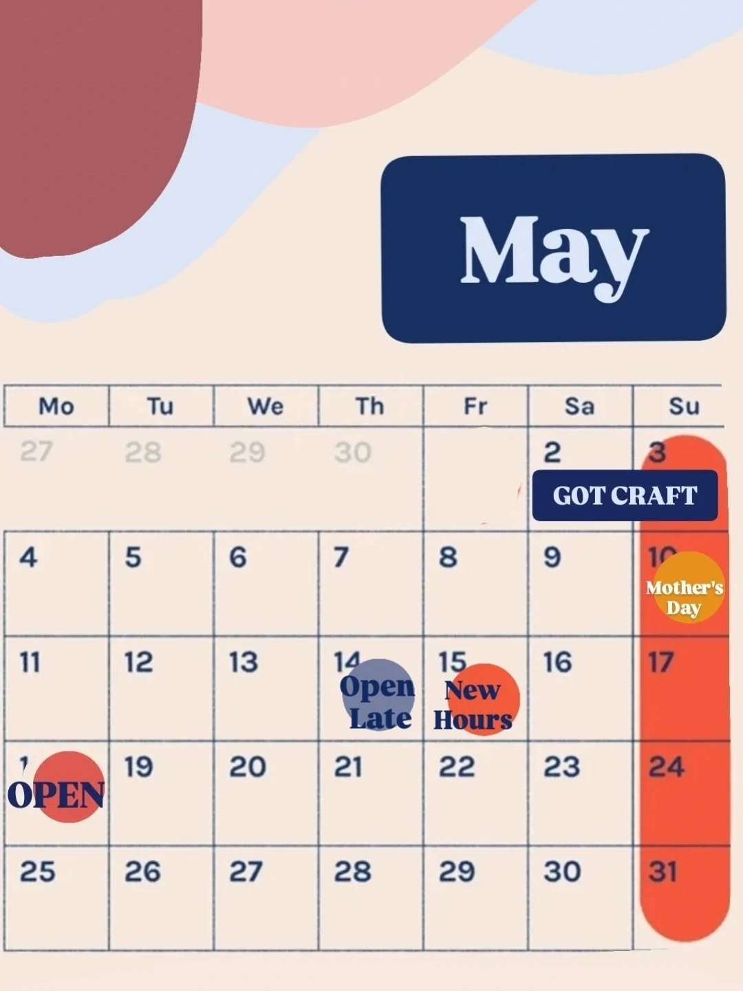 ✨It's gonna be May ✨
.
This weekend is @gotcraftmarket 
.
May 14 we are open late due to a scheduled power outage 
May15-on. !!! summer hours activated !!!
Including Mondays(open) and extended hours ! 
More time to get some 🍦