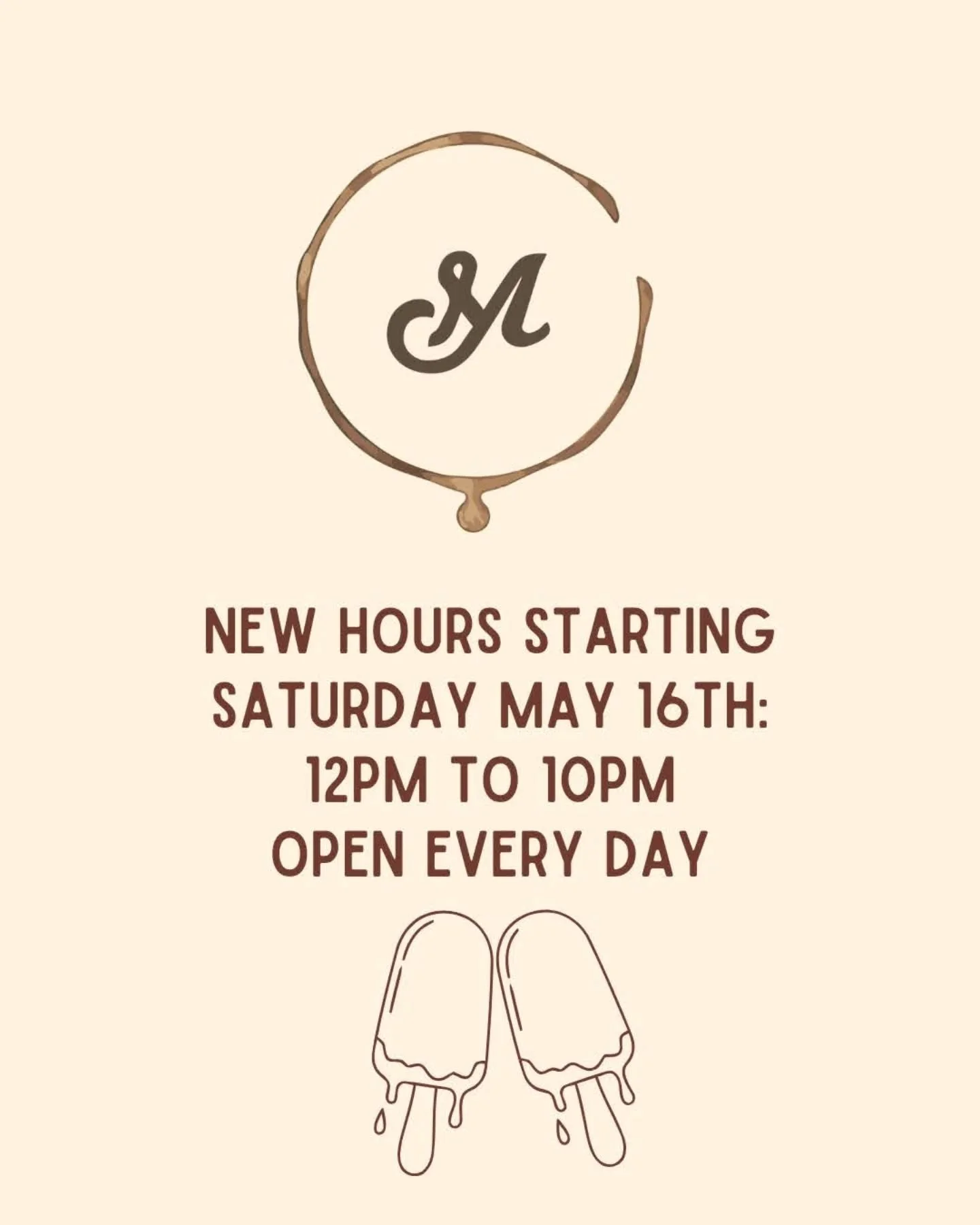 ☀️🌤️🔆S U M M E R  H O U R S 🔆🌤️☀️
!!
Starting today 
Open Mondays 🫪
( holidays included)
!!!
Hours  extended from 12-10pm🌕