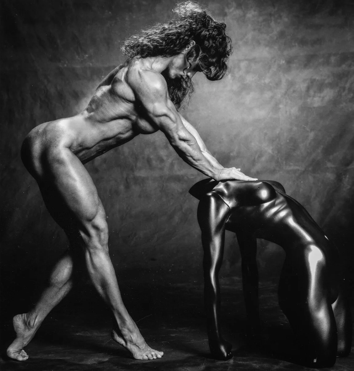  Title: MICHELLE ANDREA, STATUE   Year: 2020  Media: Pigment on wood  Chrome museum shadowbox framed: 58 x 58 x 2 in (147 x 147 x 5 cm)  Edition: 1/9    Price on Request   Represented by AC Gallery (12/18) 