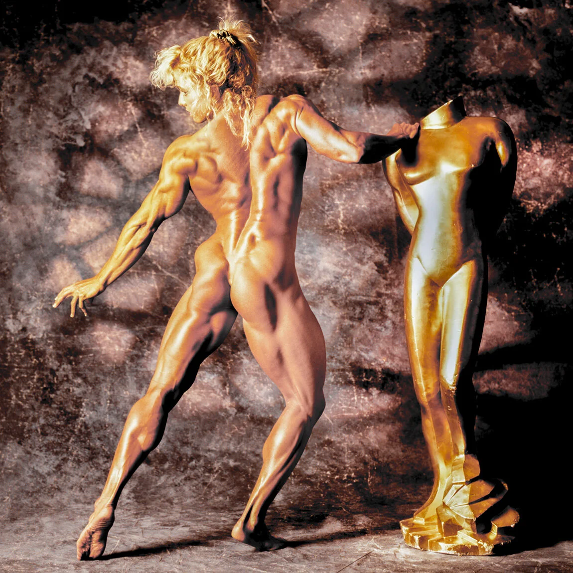  Title: DEBBIE MUGGLIE, STATUE   Year: 2020  Media: Pigment on wood  Chrome museum shadowbox framed: 58 x 58 x 2 in (147 x 147 x 5 cm)  Edition: 1/9    Price on Request   Represented by AC Gallery (12/18) 