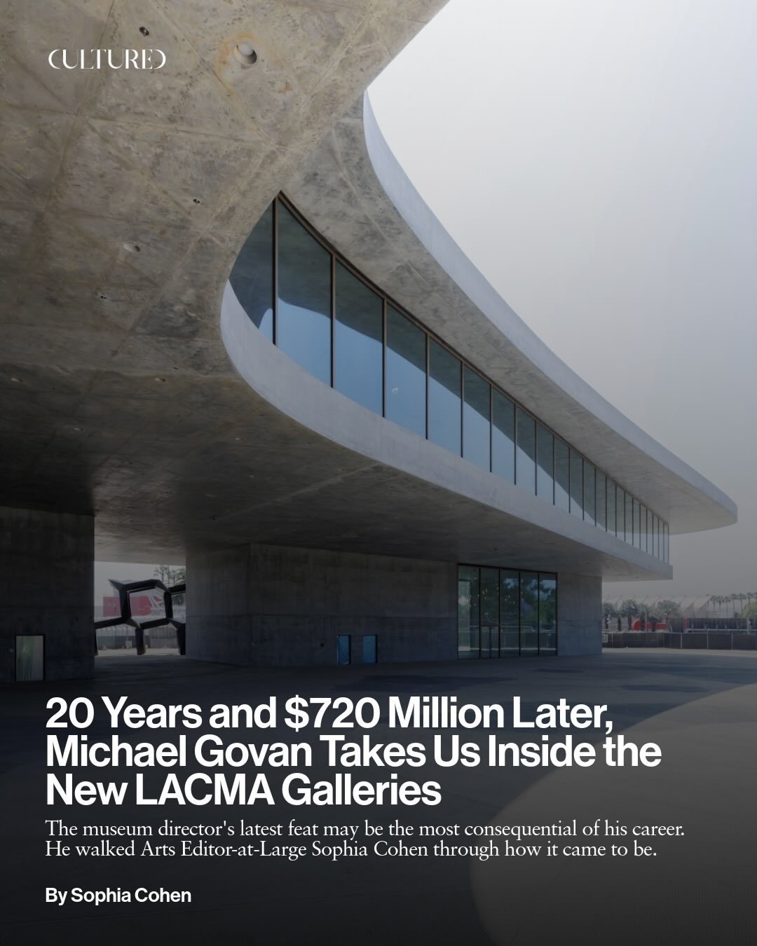 Re-post @lacma 

MichMichael Govan has always had a special talent for helping make the impractical come to life. 

His latest feat may be the most consequential of his career. On April 19, @lacma will open the new $720 million David Geffen Galleries