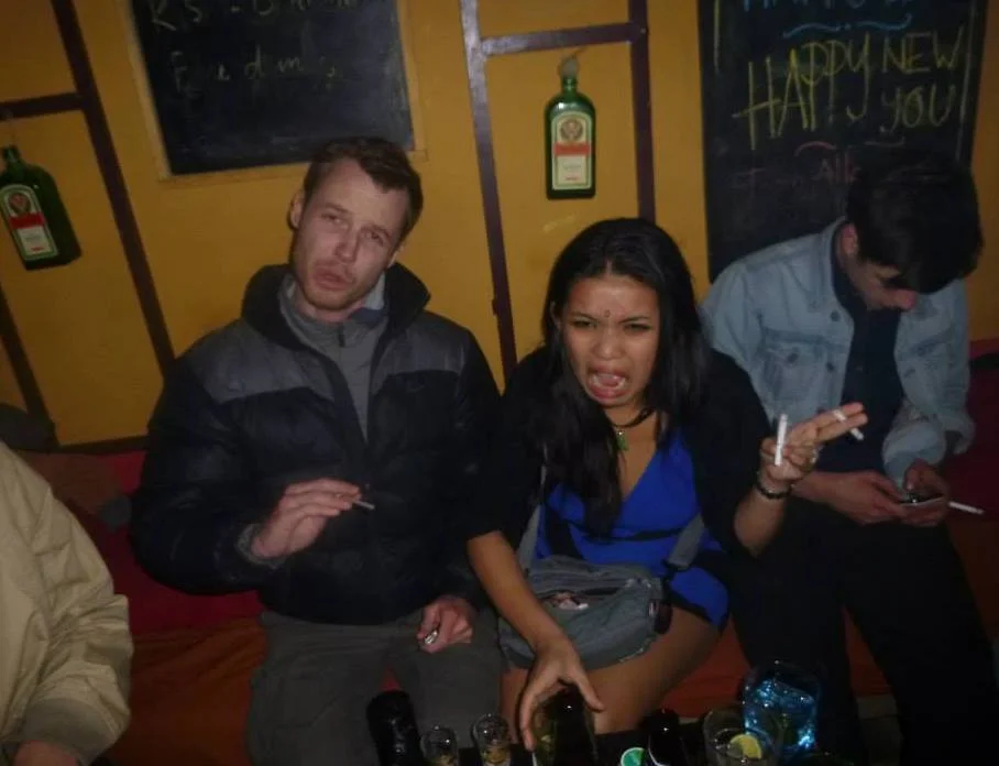 Working a lot of hours, drinking and smoking! Glad I finally quit smoking when we traveled to India last February 2014!