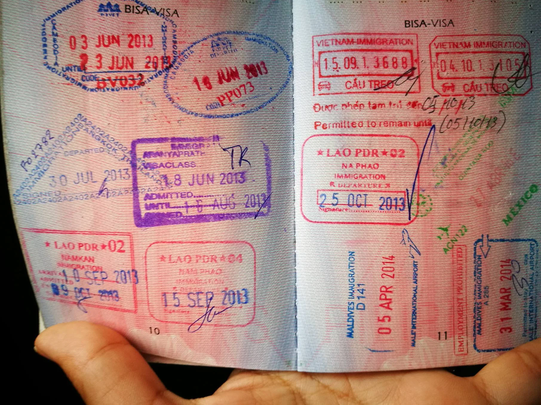 Some stamps on my philippines passport but you'll only get 2 stamps (Entry & exit) when you visit the schengen region no matter how many countries you'll visit in europe.