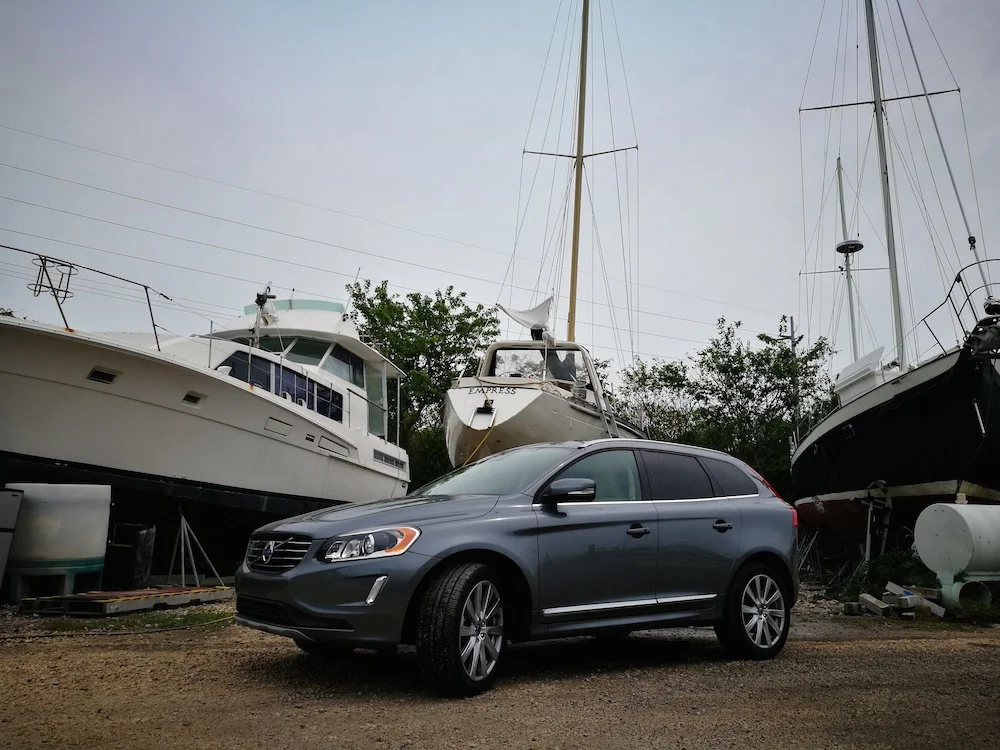 Empress up "on the hard" in Driftwood Marina, Marathon and the Volvo XC60 we were using!