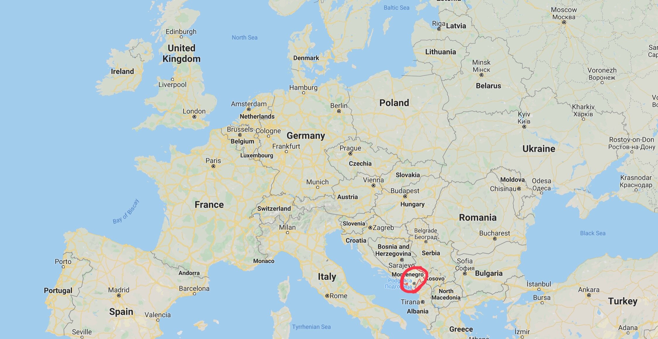 欧洲的黑山地图。jpg