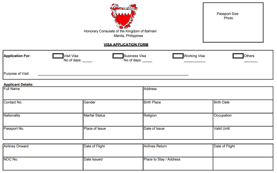 bahrain tourist visa requirements for filipino citizens