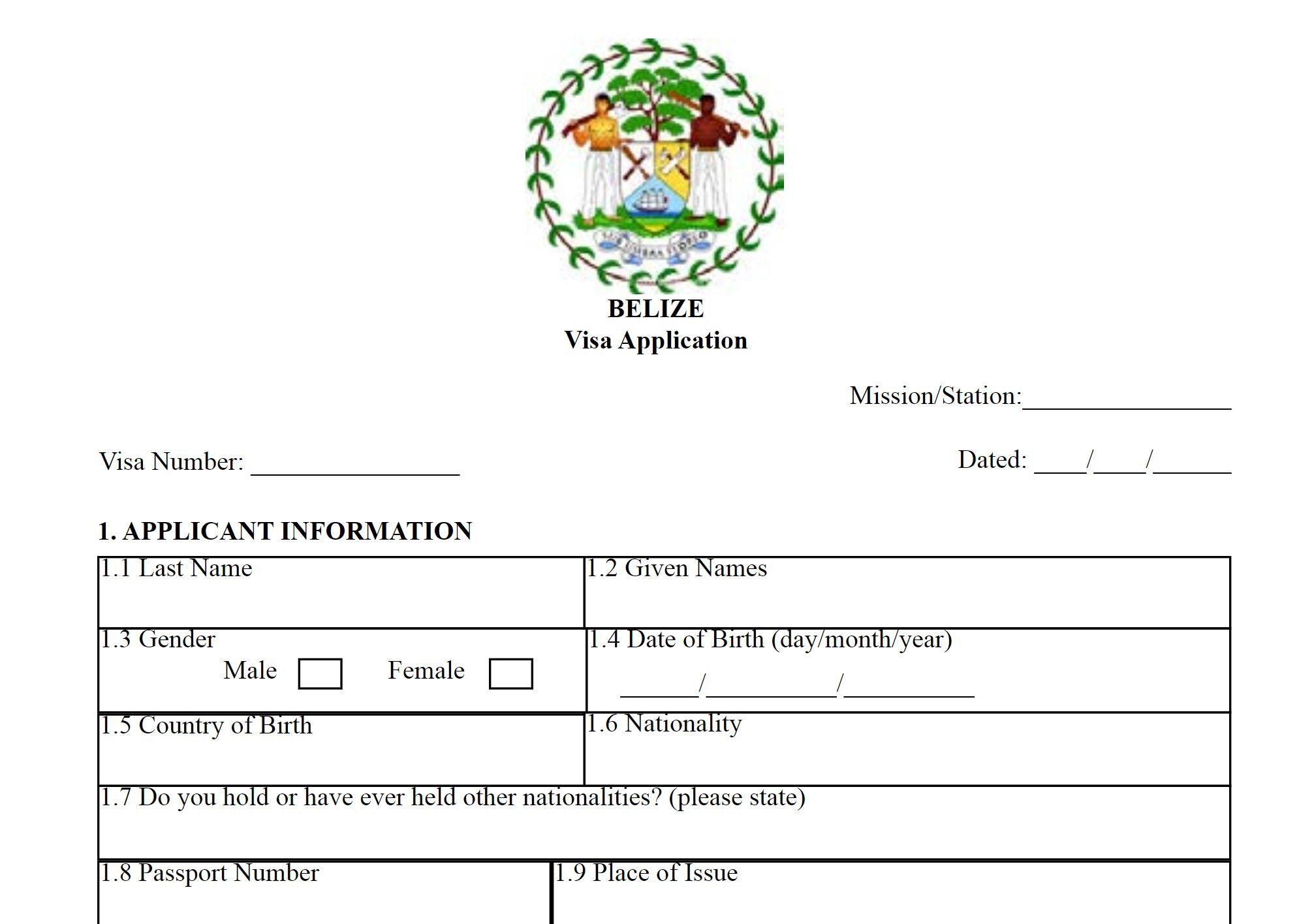 belize tourist visa requirements