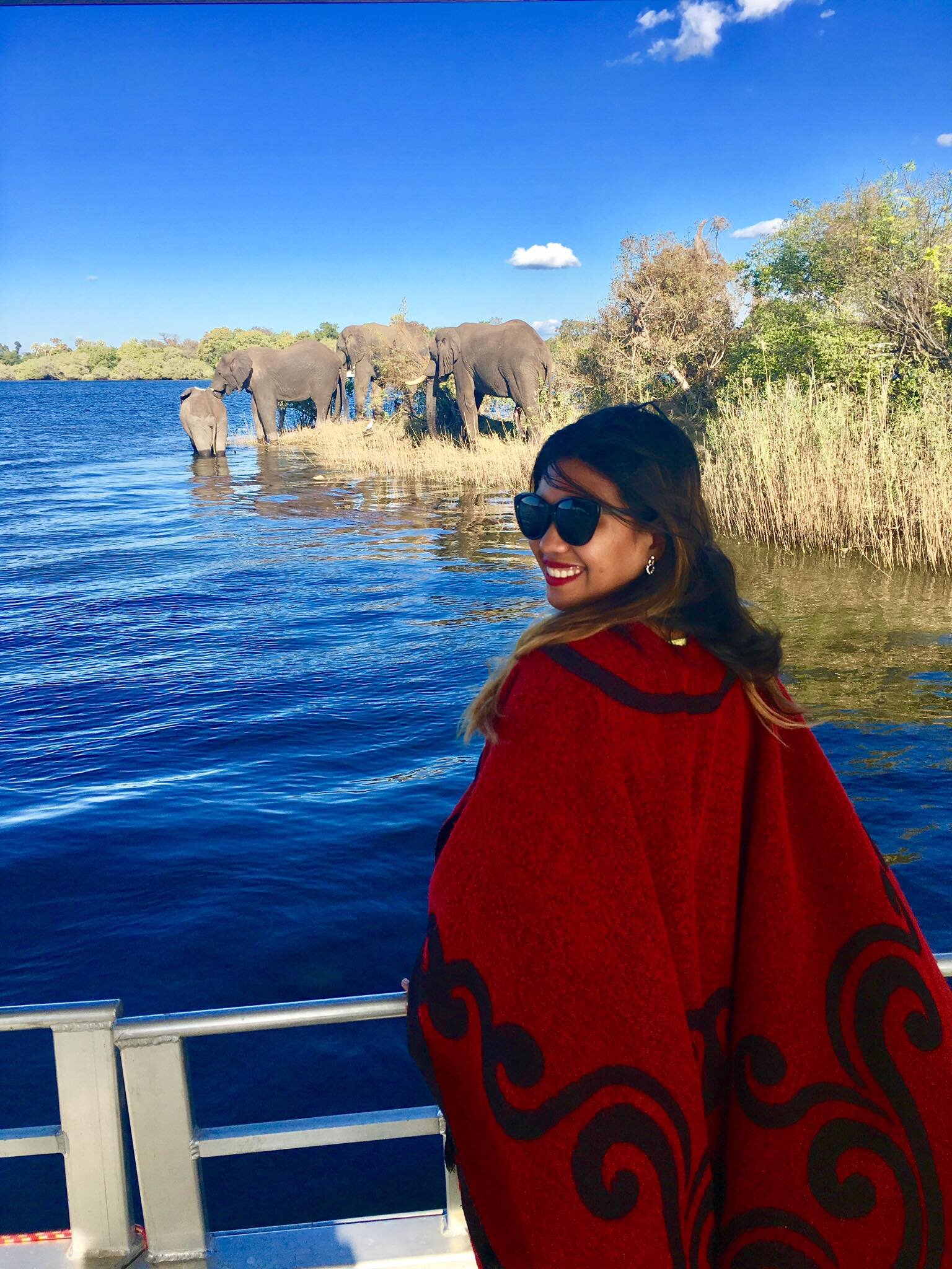 Kach Solo Travels in 2017: Sunset Cruise in Zambezi River in between Zambia and Zimbabwe