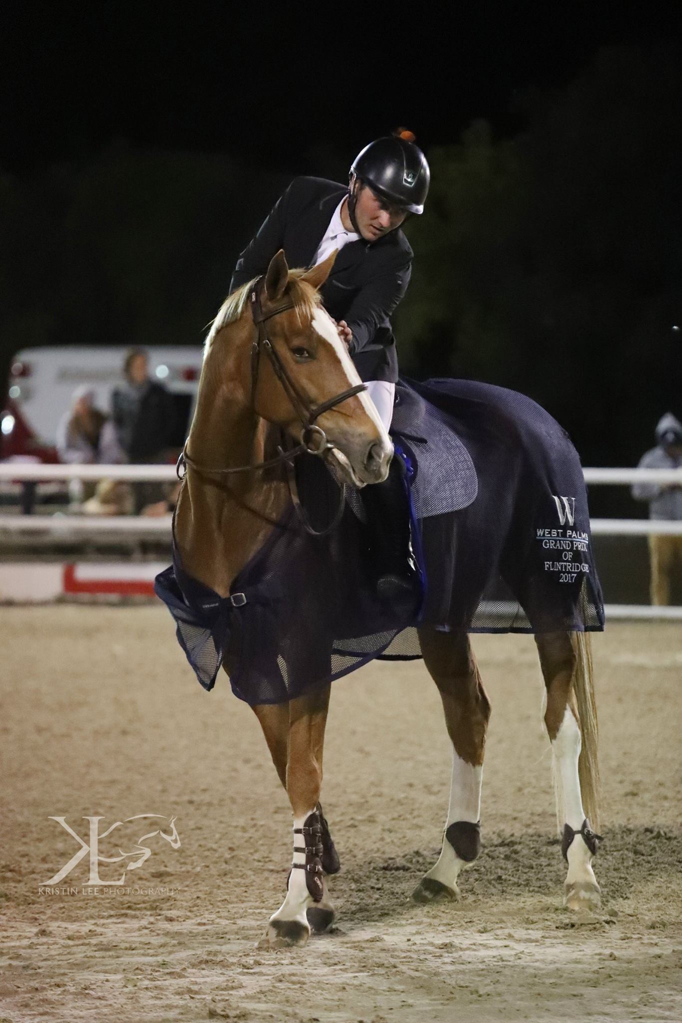 Congratulations to $15,000 Grand Prix of Flintridge Winner, Kevin Winkel and Osophia. West Palms Events Photo © Kristin Lee Photography LLC — with Land Rover at Flintridge Riding Club.