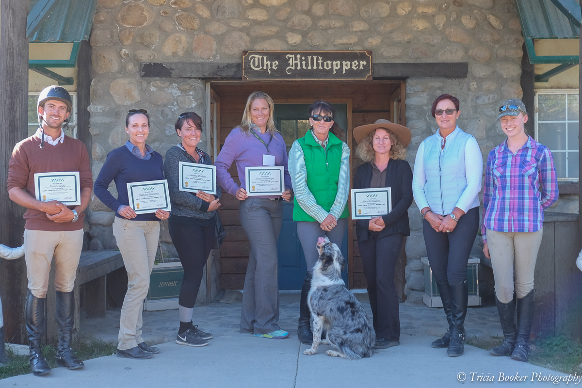 Julie Winkel and Juliana Zunde with the USHJA TCP attendees (and Blueberry!) 