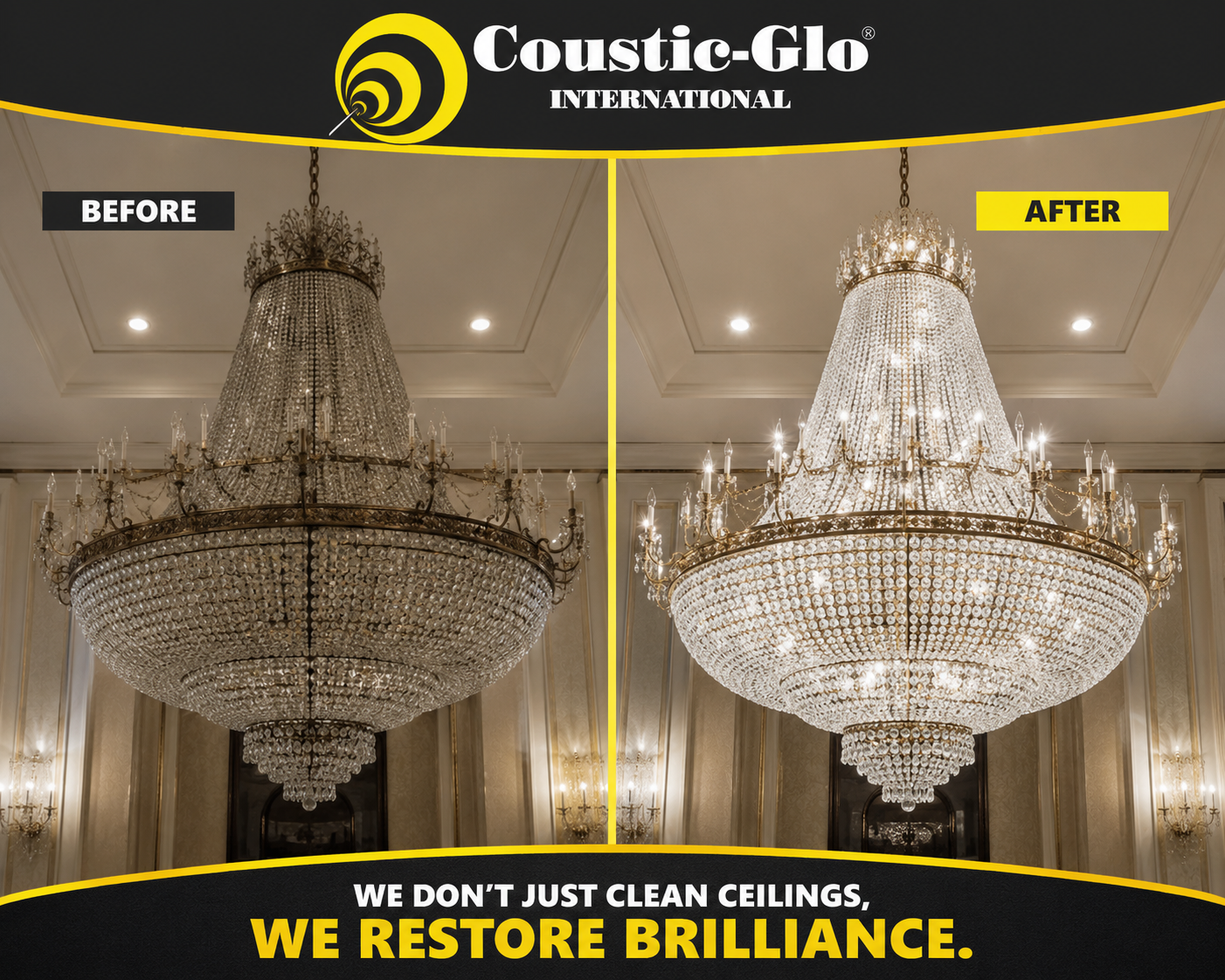 Large Crystal Chandelier Cleaning Before and After