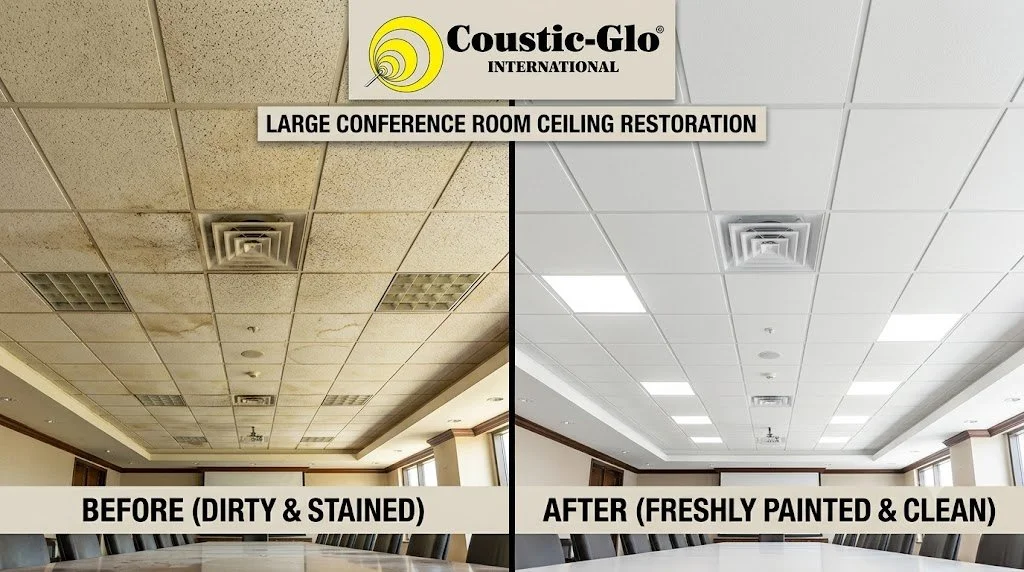 Conference Room Ceiling Restoration Before and After