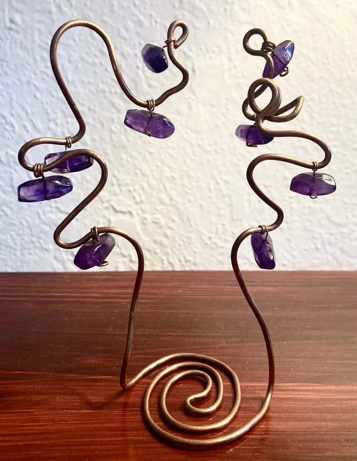 Copper  Intention Tree with Amethyst gemstones- $27