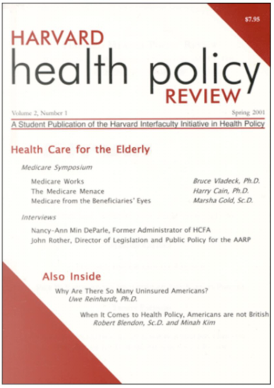 Volume 2, Issue 1 - Healthcare For The Elderly (Spring 2001)