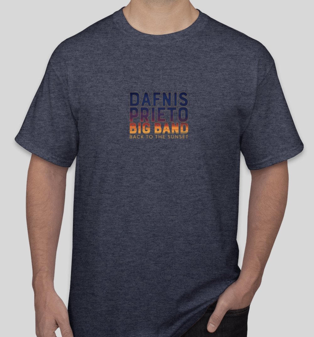 Dafnis Prieto Big Band 'Back to the Sunset' Men's Heather Navy T-Shirt —  Dafnis Prieto / Dafnison Music