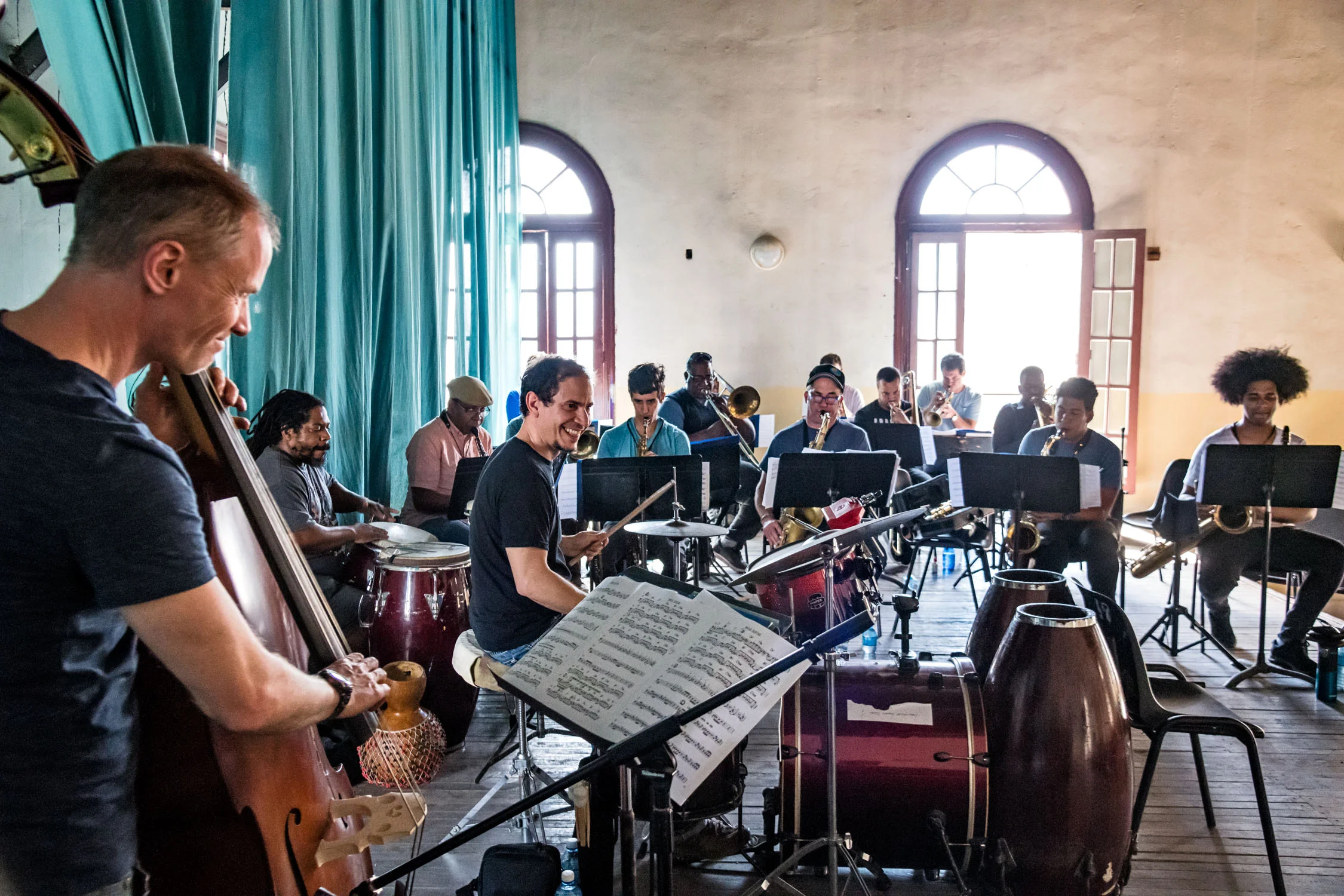 Dafnis Prieto Big Band rehearsal at Amadeo Roldan Conservatory, Havana, Cuba, January 2019 (Photo by David Garten)