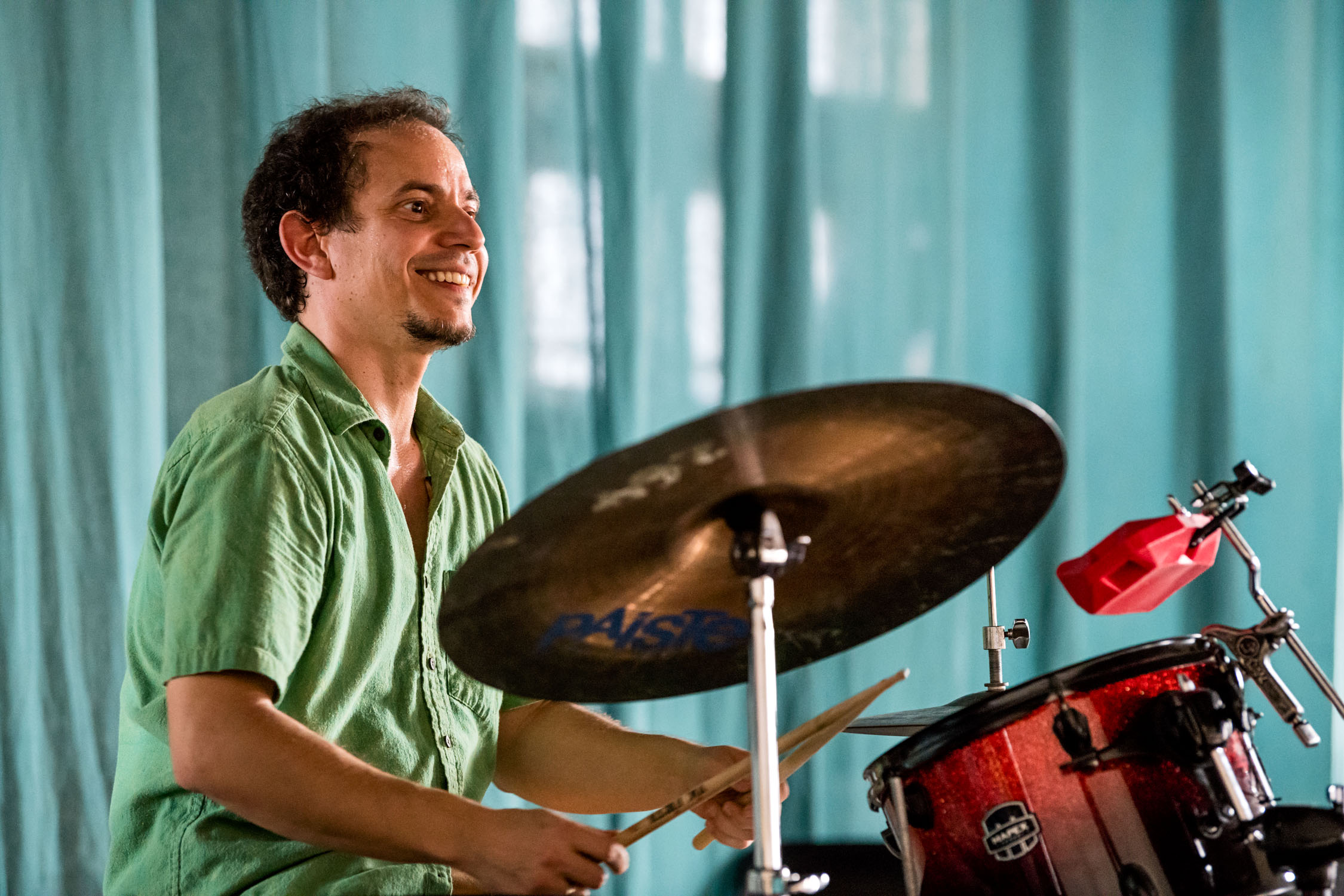 Dafnis Prieto at Dafnis Prieto Sextet master class at Amadeo Roldan Conservatory, Havana, Cuba, January 2019 (Photo by David Garten)