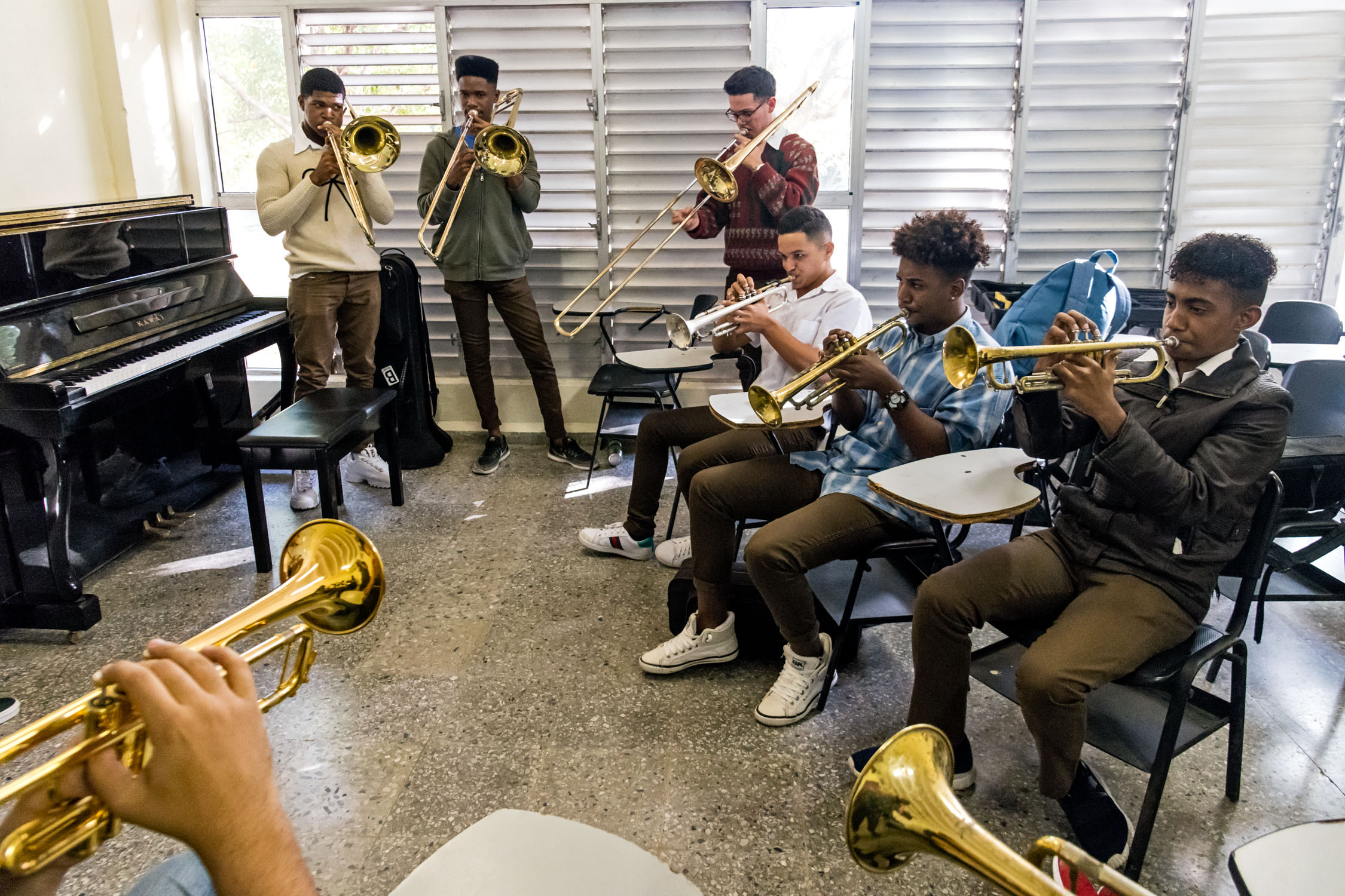 Brass students at Escuela Nacional de Arte (La ENA), Havana, Cuba, January 2019 (Photo by David Garten)