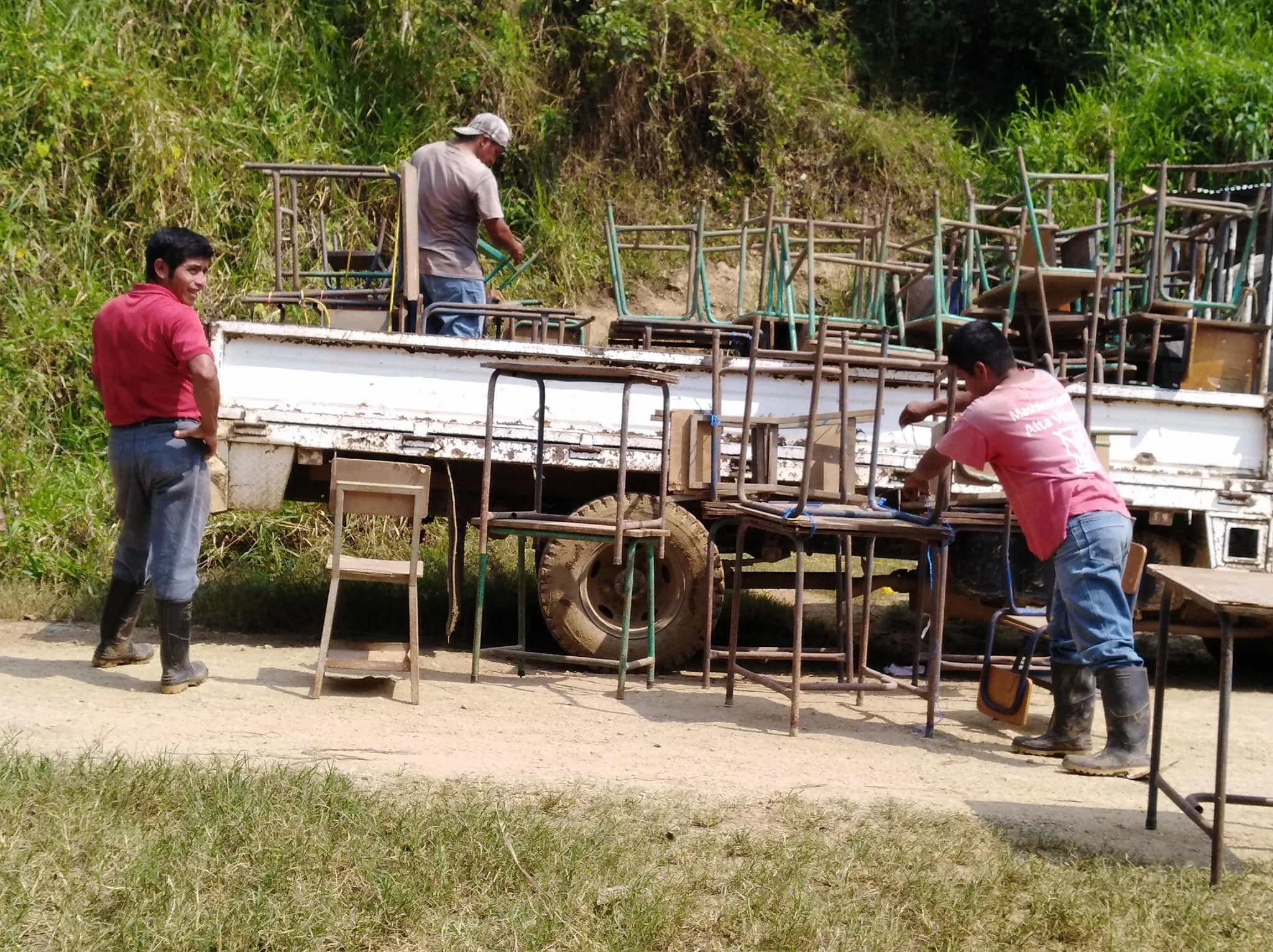 These are the desks that were donated for the school below.