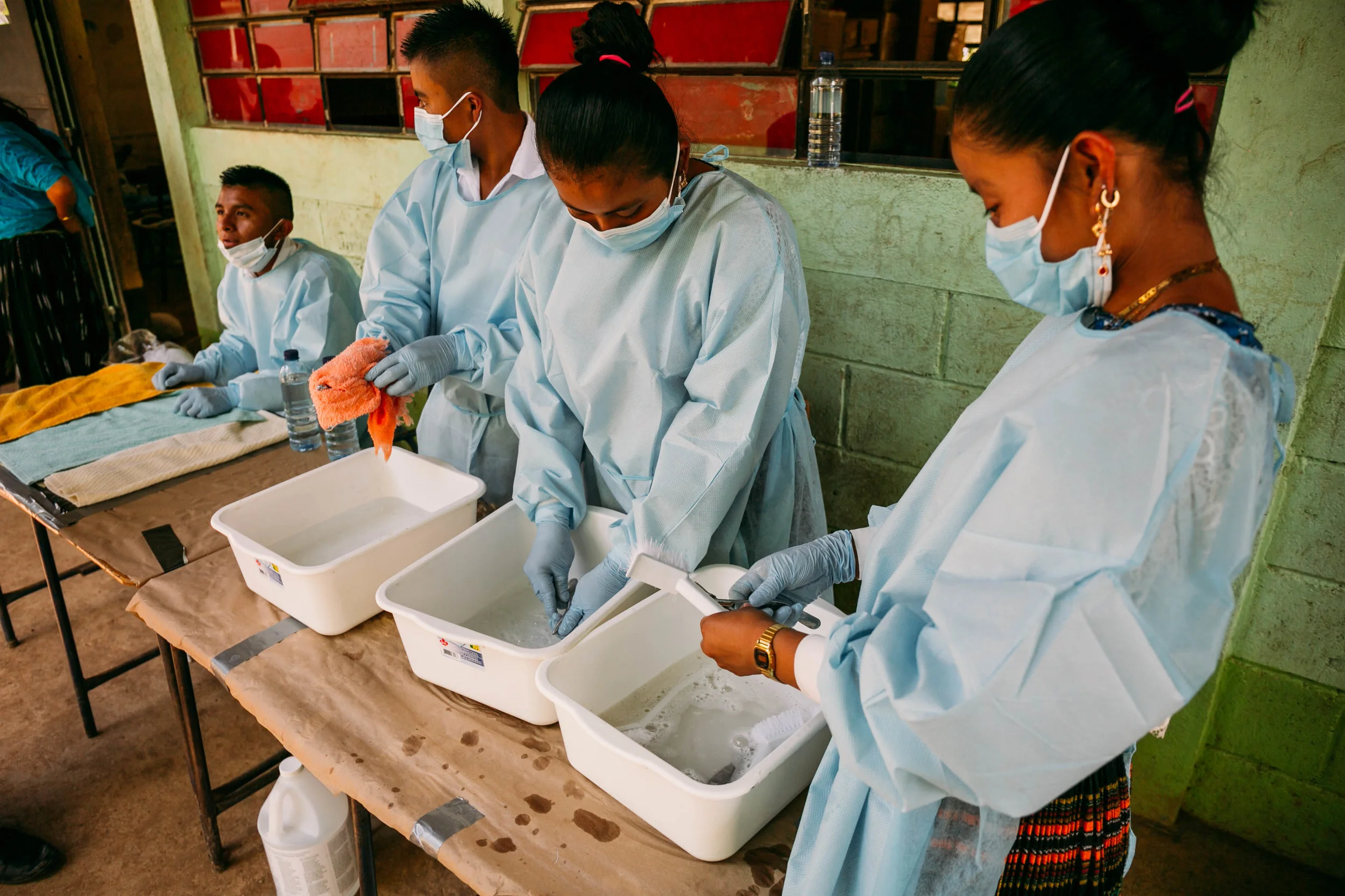 some of the high school students ran the sterilization station
