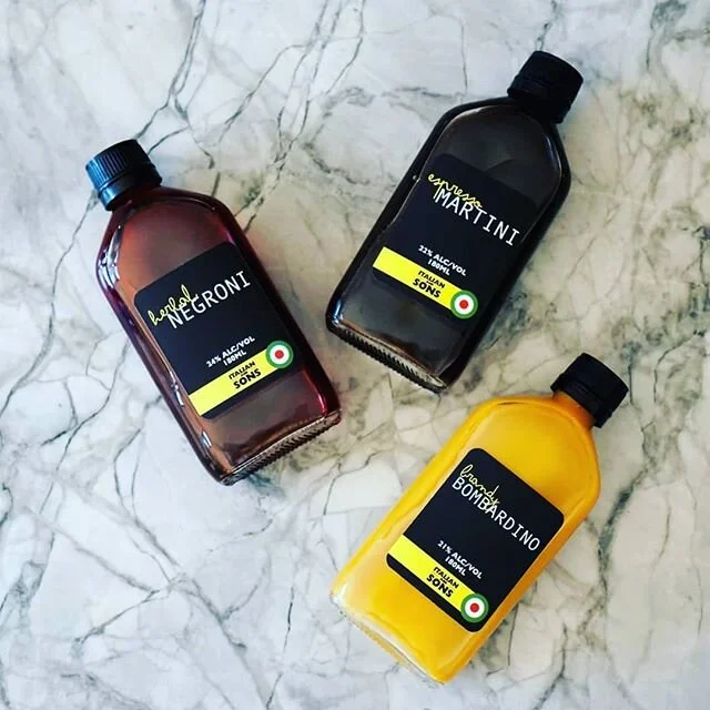 Night cap, Day cap, Anytime cap. Our trademark cocktails are available for takeaway at @italianandsons and also at @ainslie_cellars 
We suggest this sexy little bottle is to serve 2, but hey, we'll leave that decision up to you 😉