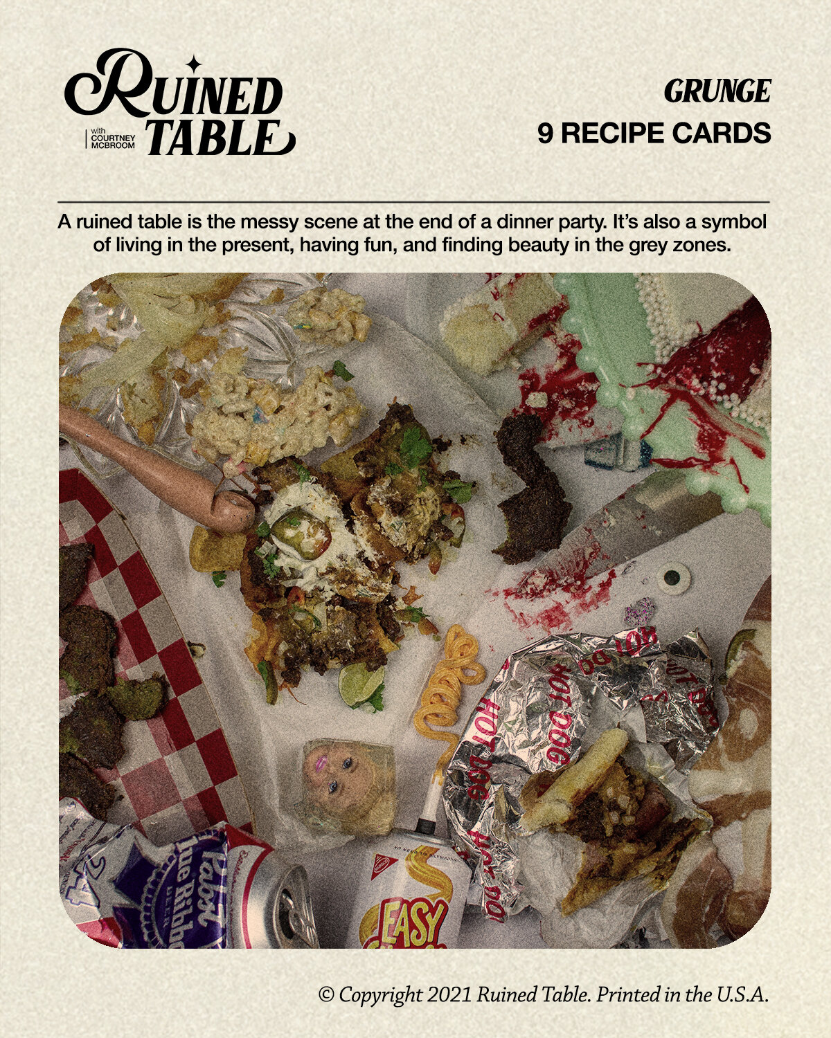 Ruined Table Recipe Cards: Grunge