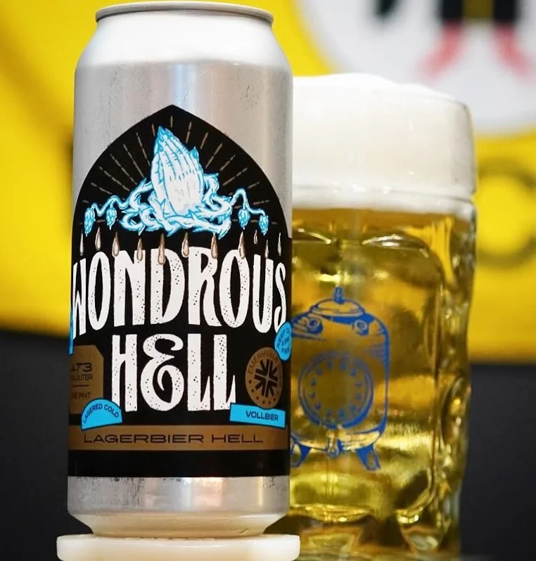 Coming in HOT 🔥- @wondrousbrewing Hell - Munich Style Helles - Available in Package and Draught now. 😈 😈 😈 🔥 🔥 🍻