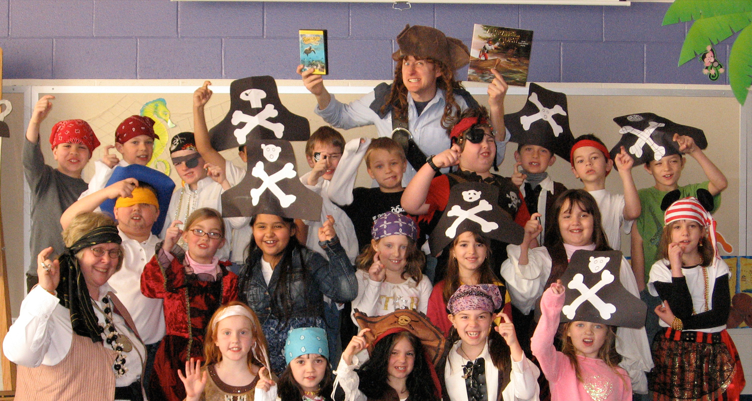 Robert Sams during and Author Visit about A Pirate's Quest