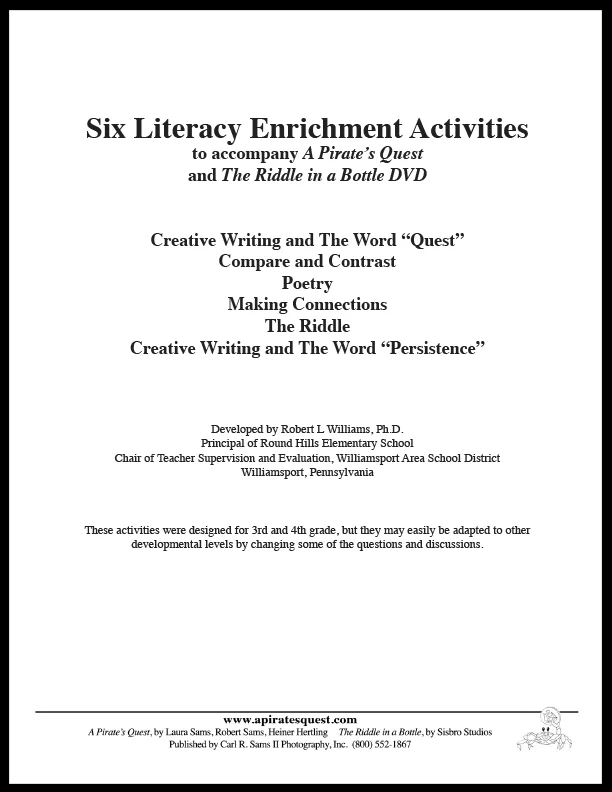 Literacy Activities based on Riddle in a Bottle and A Pirate's Quest
