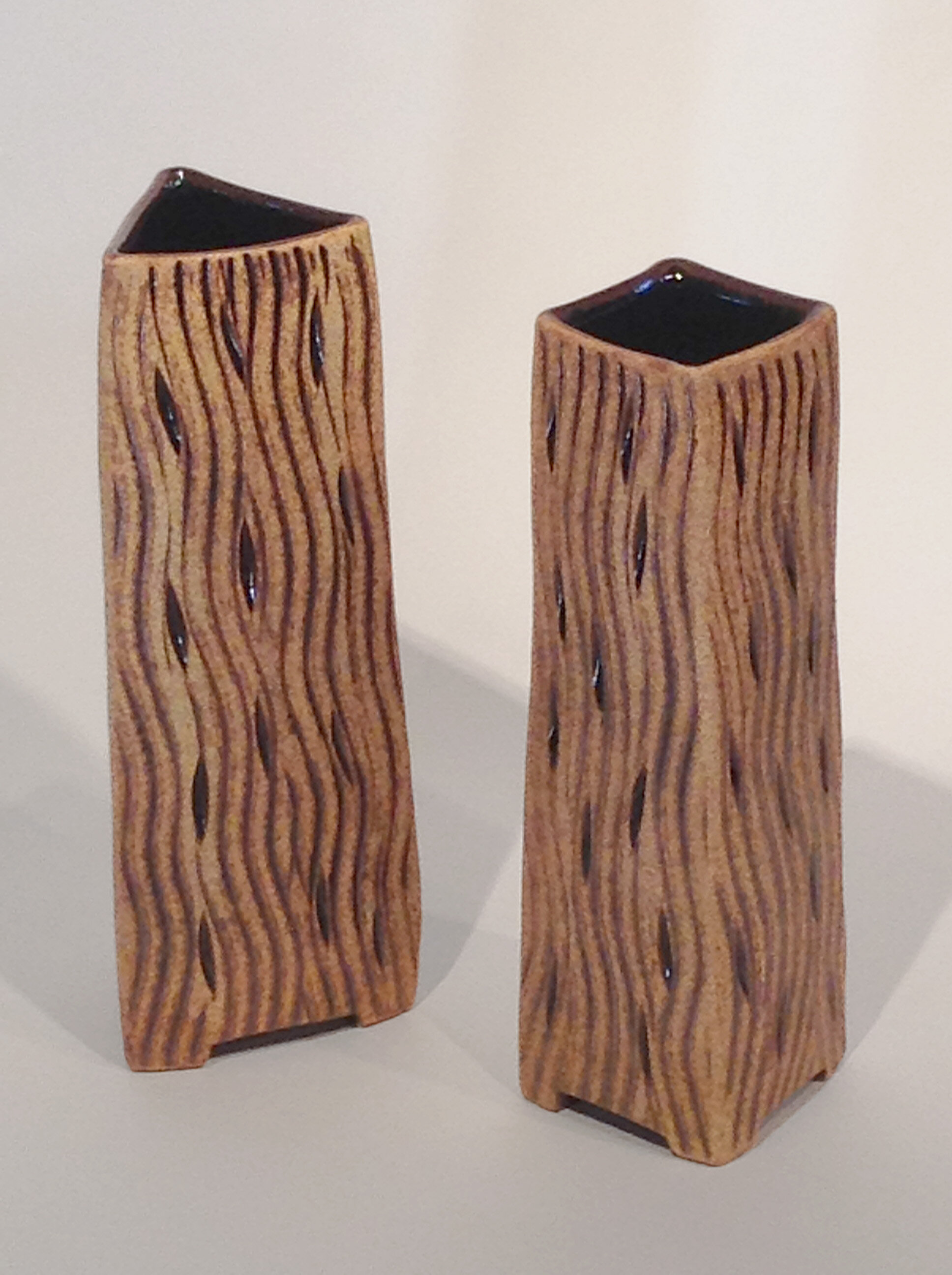 Triangle and Square Facet Vases with ‘Eyes’