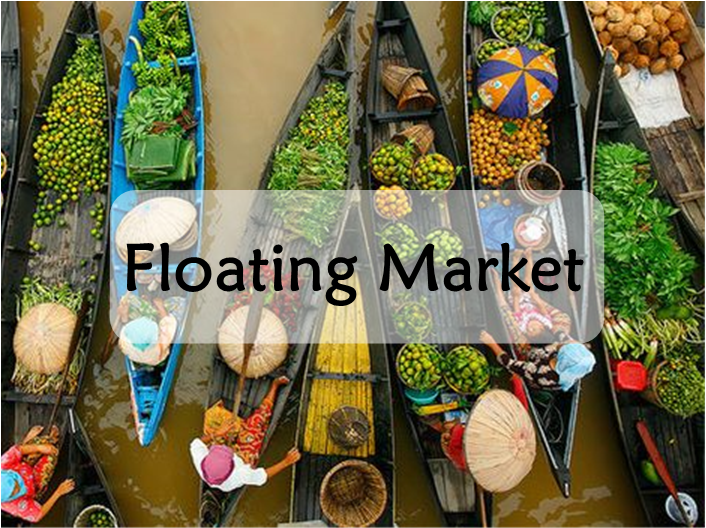 Floating Markets, Boat Rides and Folding umbrella Train Market.