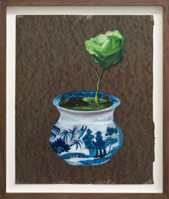  DAVID EAGER MAHER, Chamber Pot, 2017, Öl auf gefundenem Papier, 33 x 27 cm 