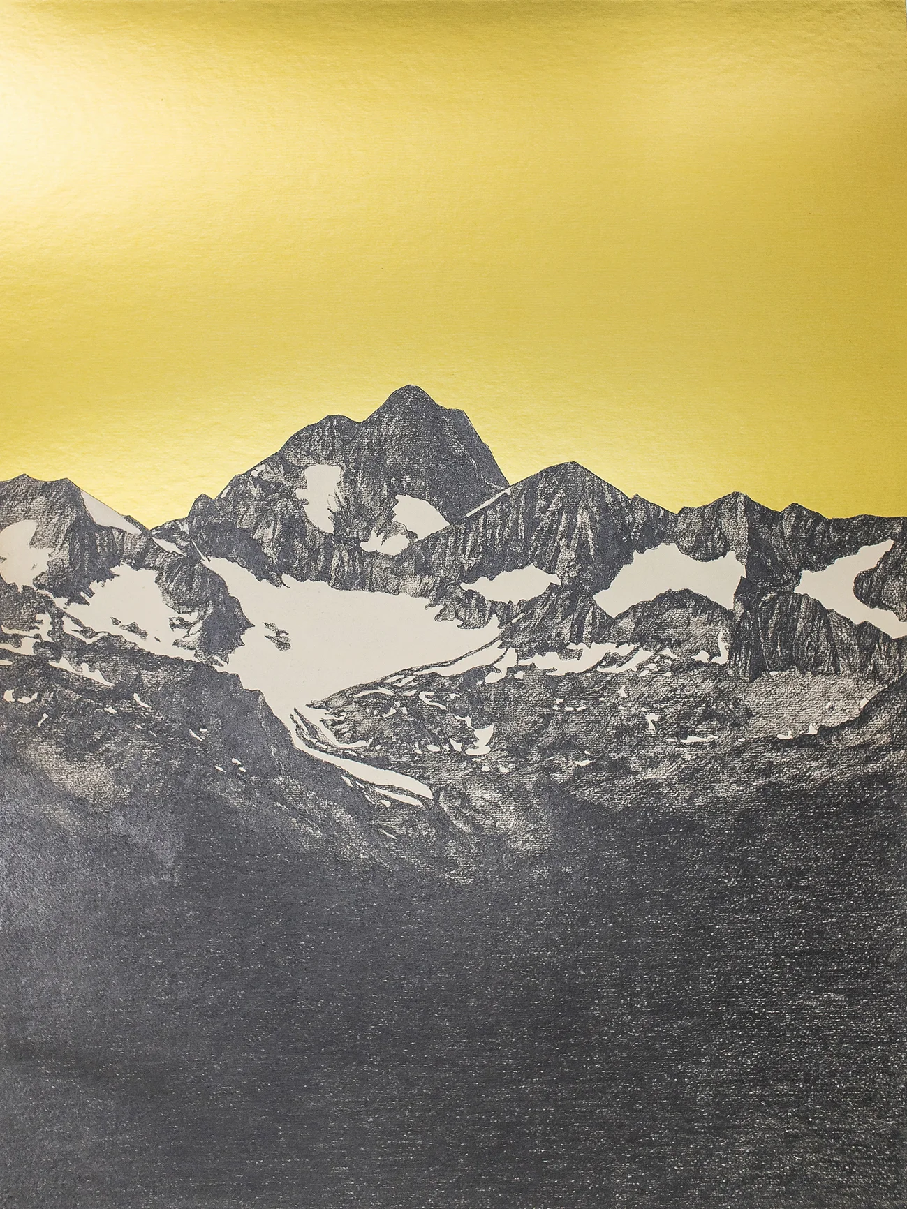 Abb.: Michael Merkel, Sacri Monti, 2018, Bleistift und Folie auf Papier, 30 x 22,5 cm