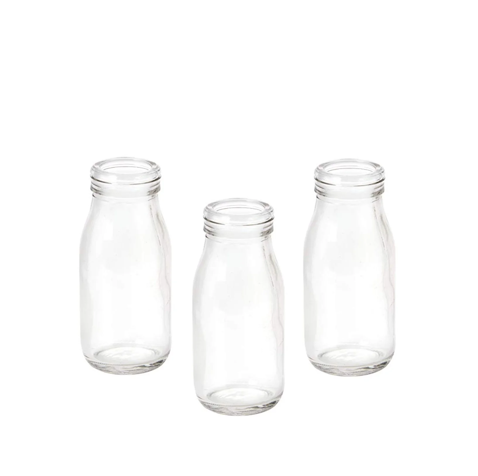 MINI GLASS MILK BOTTLES 14cm height approx