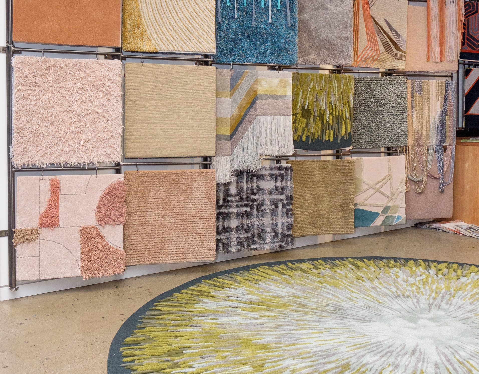 2x2 samples were hung in the showroom with care
