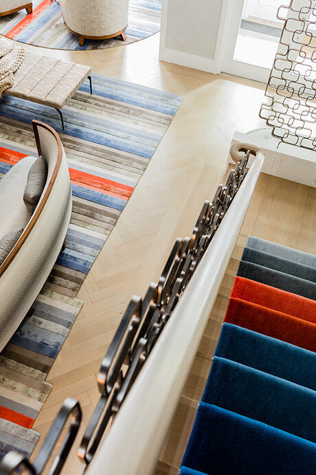  Custom Carpet for Back Bay Townhouse.    Designed by: D’Aquino Monaco Inc.    Photography: Michael J. Lee 