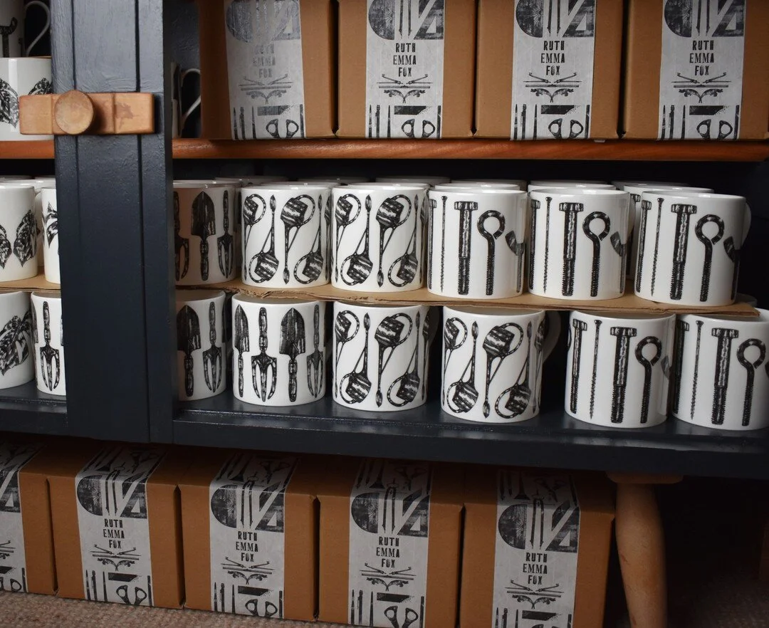 A peek into my Ercol Cupboard I repaired and painted at the start of this year! These cups are ready to be sent for online orders. I have to keep this cupboard very ordered and tidy to keep the cups in their best condition. Not like my drawing materi