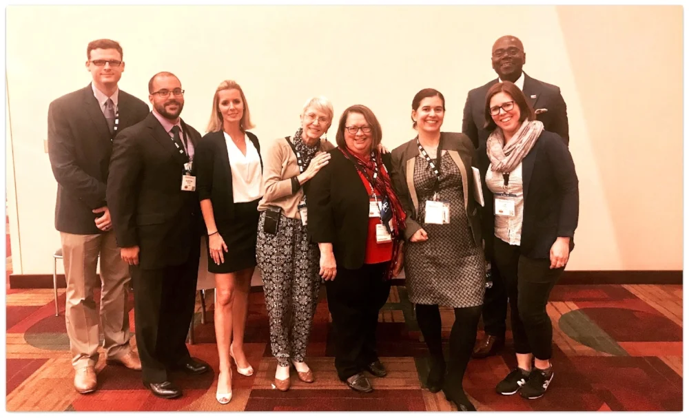 With some colleagues while interpreting at a conference in Indianapolis.