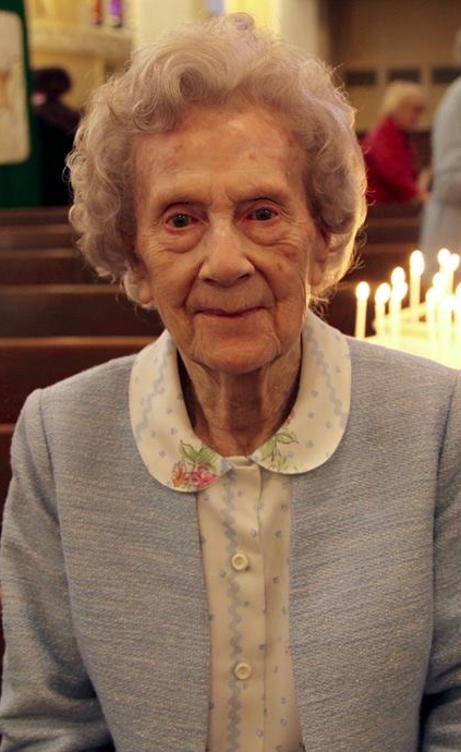   First Methodist charter member Bertie Sterling on the church's 89th anniversary Sunday, November 6, 2016.  