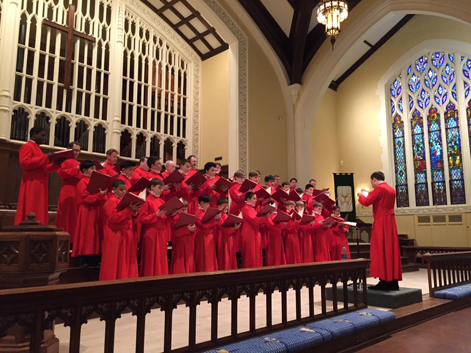   The Saint Thomas Choir of Men and Boys from Saint Thomas Church, Fifth Avenue, New York, performing a concert in the First Methodist sanctuary.  