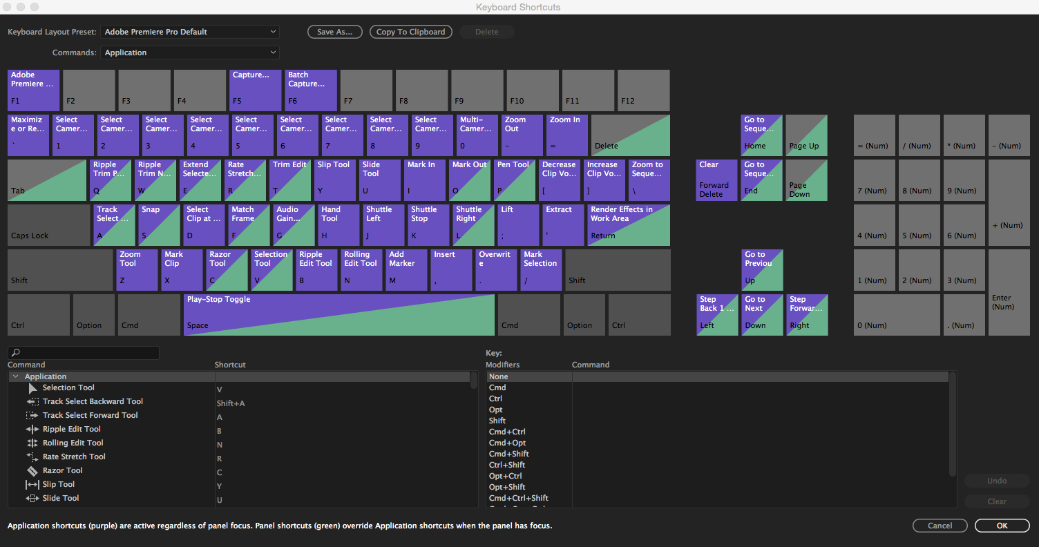 New visual keyboard shortcut mapping in Premiere Pro CC 2017. 