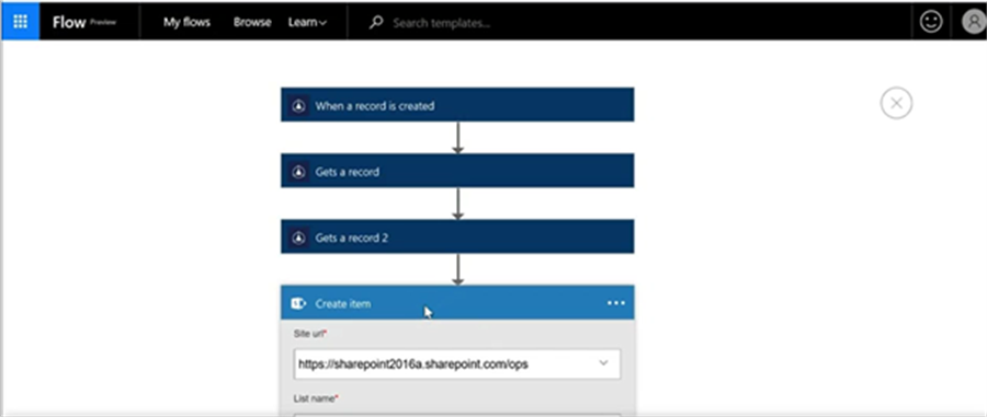 Configure Flow to bring in your Dynamics CRM data into a SharePoint Li