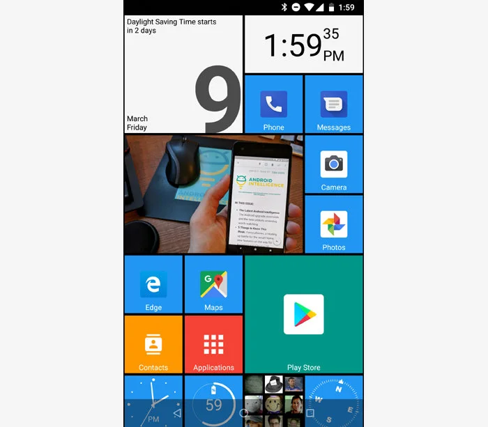The Microsoft Launcher's main home screen panel and feed.