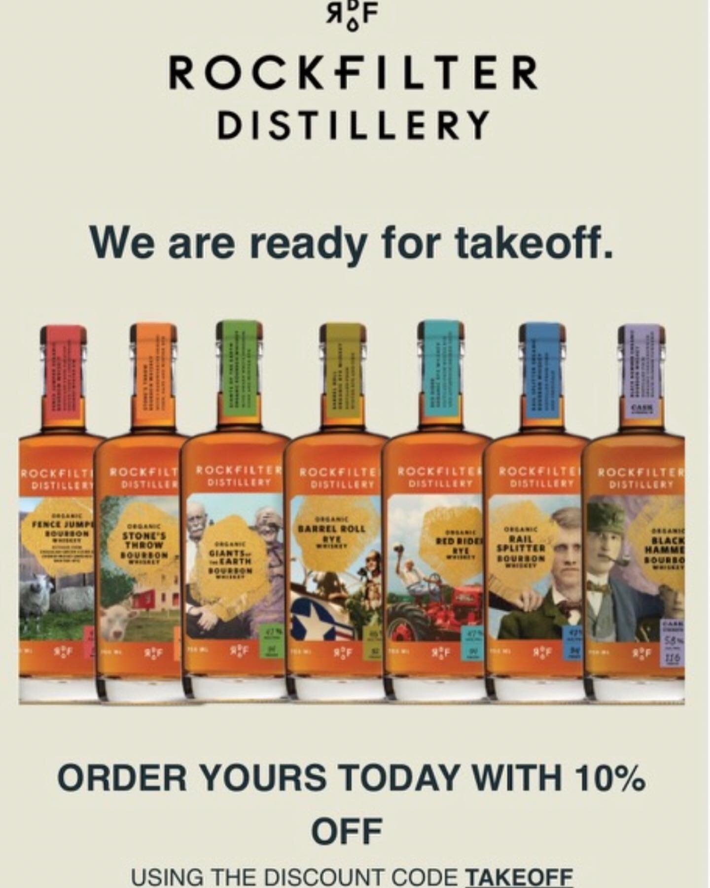 We are excited to share that RockFilter Whiskey &amp; Bourbon can be purchased online right from our website, and shipped to 41 states! Put your pre-order in now, and use the discount code TAKEOFF for 10% off your order, good through May 12th. Pre-or