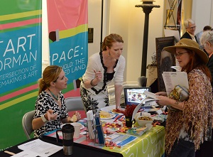 Nicole Poole and Erinn Gavaghan representing the Norman Arts Council at Arts Day 2014